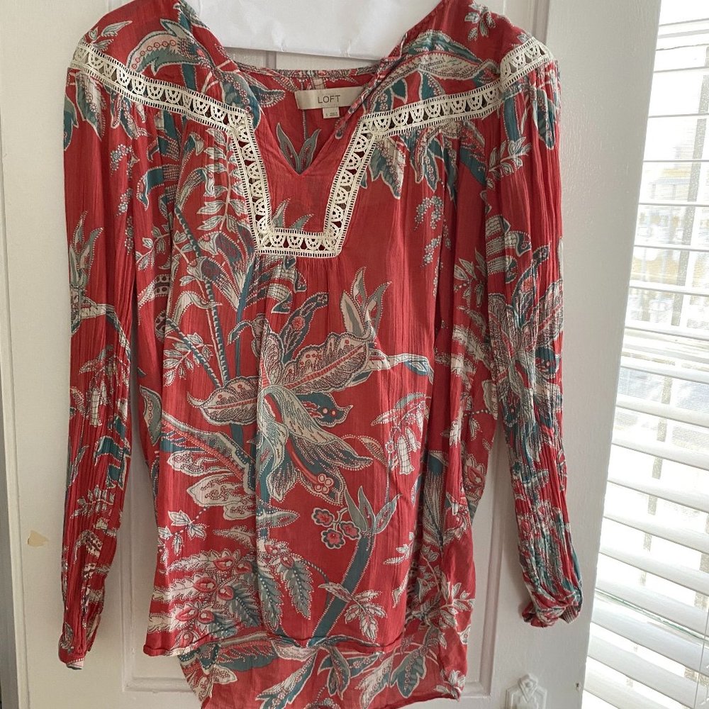ANN TAYLOR LOFT Boho Floral Print Tunic